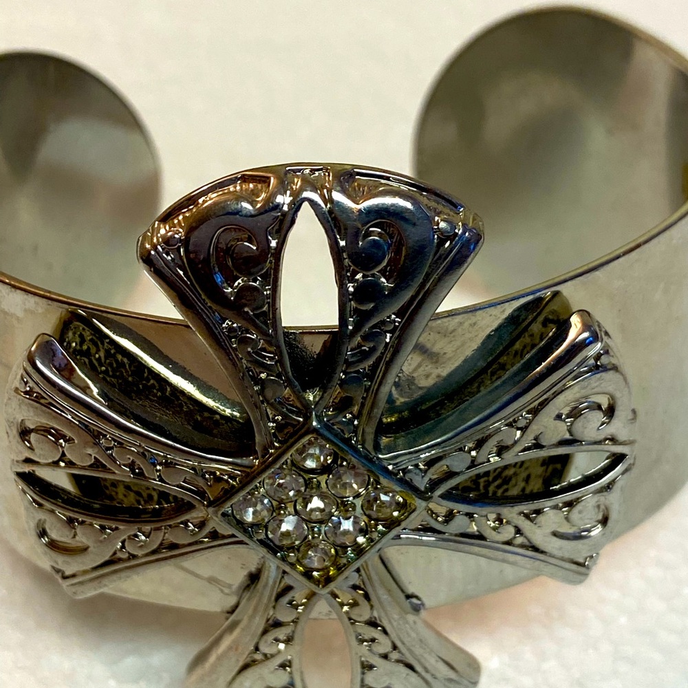 Silver Rhinestone Cuff Bracelet - Picture 2 of 3
